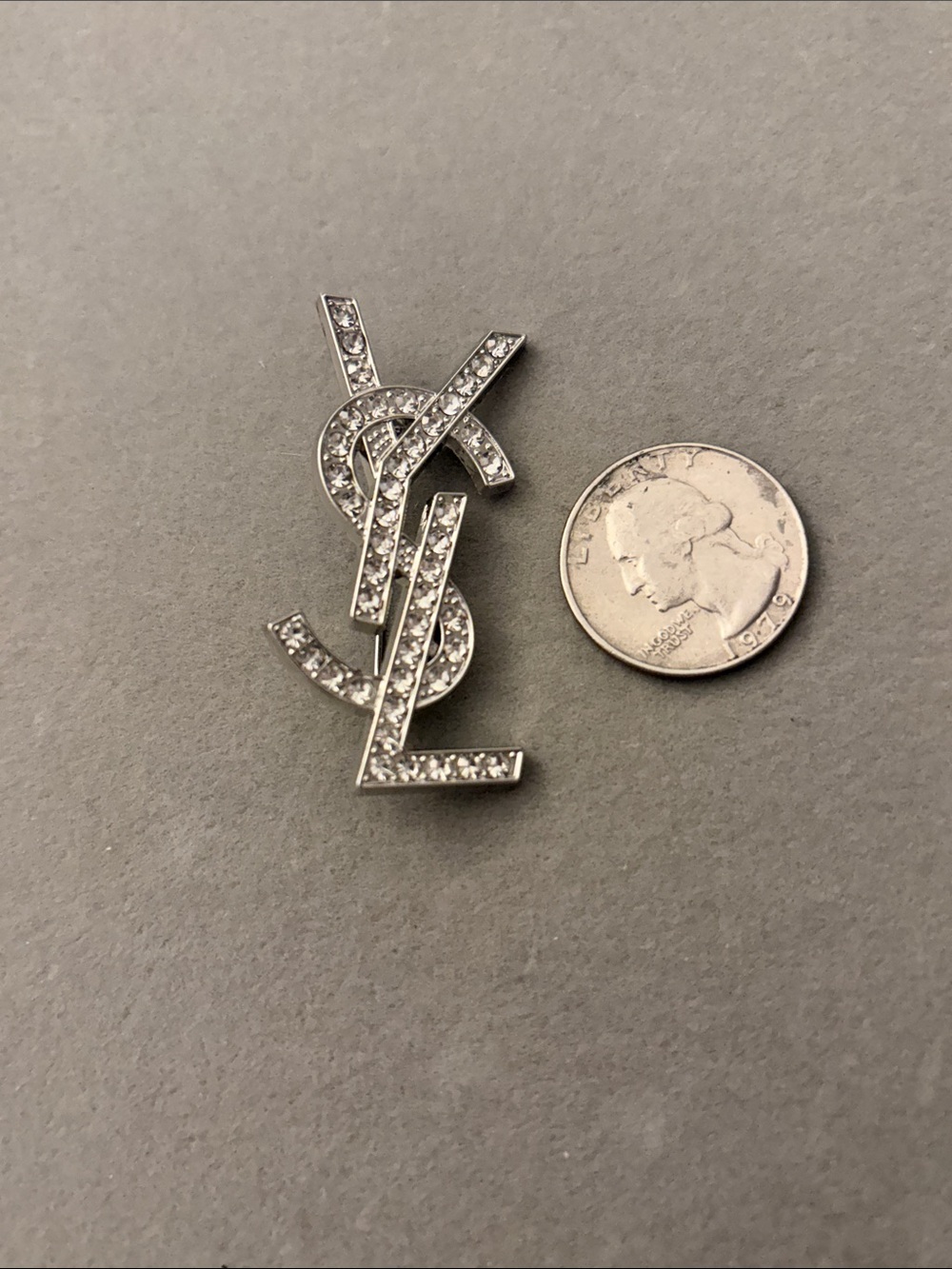 Silver Crystal Logo Pin - Picture 3 of 3